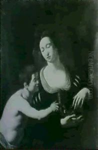 Jeune Garcon Jouant Avec Un Oiseau by Jan Van Bijlert
