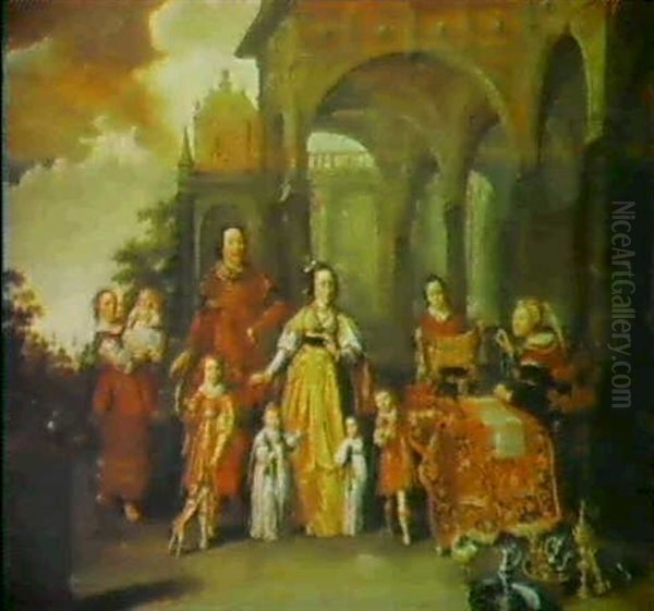 A Dutch Patrician Family By A Loggia - view 1