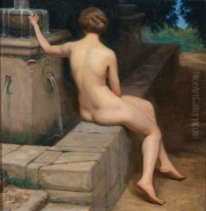 Mujer Desnuda Frente A Una Fuente