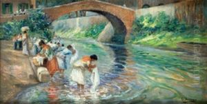 Lavanderas En El Rio by Gonzalo Bilbao Martinez