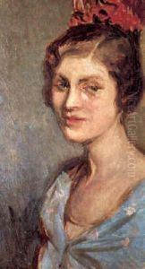 Retrato De Mujer Joven Con Peineta by Gonzalo Bilbao Martinez