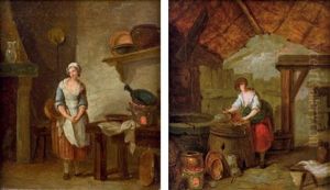 Scenes De Cuisine (pair) by Marc Antoine Bilcoq