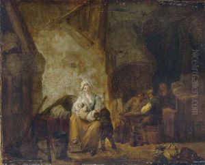 Jeune Femme Nourissant Son Enfant by Marc Antoine Bilcoq