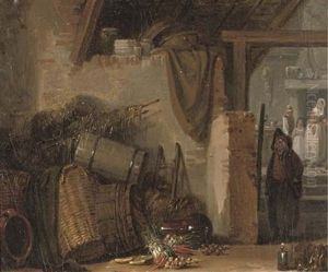 Kitchen Utensils In An Interior With Figures In The Background Kitchen Utensils In An Interior With Figures In The Background