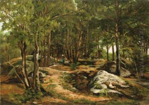 A Woman In A Forest by Albertus Gerardus Bilders