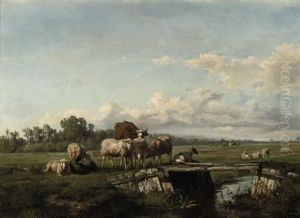 Cattle In The Meadow by Gerard Bilders