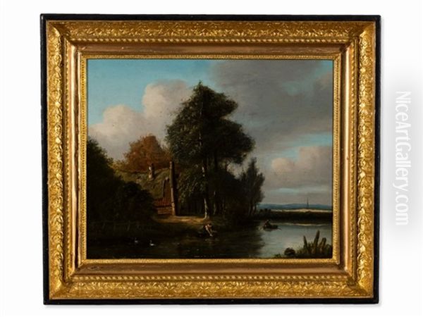 Laundress By The River - view 1