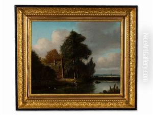 Laundress By The River by Johannes Warnardus Bilders