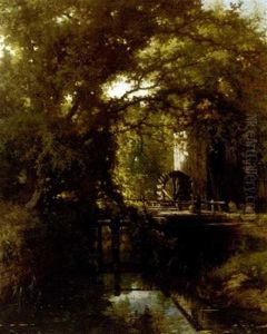 Watermolen Te Vorden - By The Watermill by Johannes Warnardus Bilders
