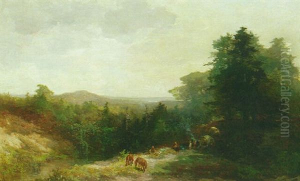 A Wooded Landscape With Travellers By A Stream - view 1