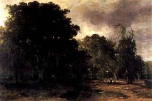 Bewaldete Landschaft Mit Kuhherde Am Teich