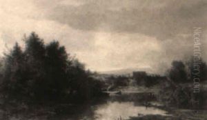 Ducks In A Pond by Johannes Warnardus Bilders