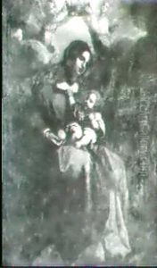 Vierge A L'enfant Tenant Une Orange, Couronnee Par Deux     Anges by Giovanni Bilivert