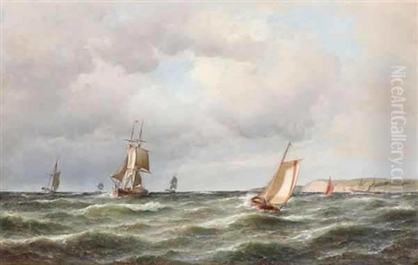 Sailing Ships On The Sea Underneath A Grey Sky - view 1