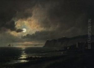 Coastal Scenery In The Moonlight by Carl Ludwig Bille