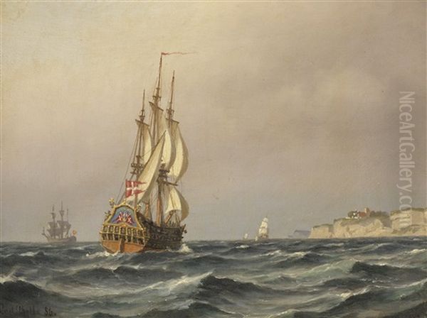 Danisches Kriegsschiff Vor Der Kuste - view 1