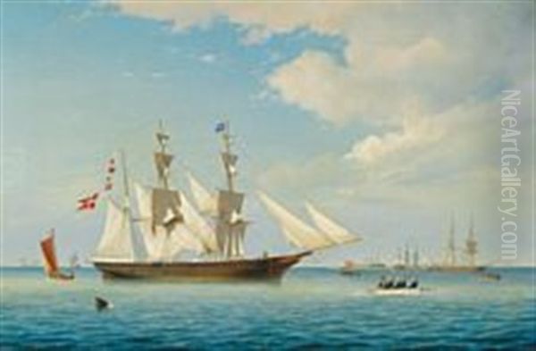 Seascape With Numerous Sailing Ships At The Harbour Of Copenhagen - view 1