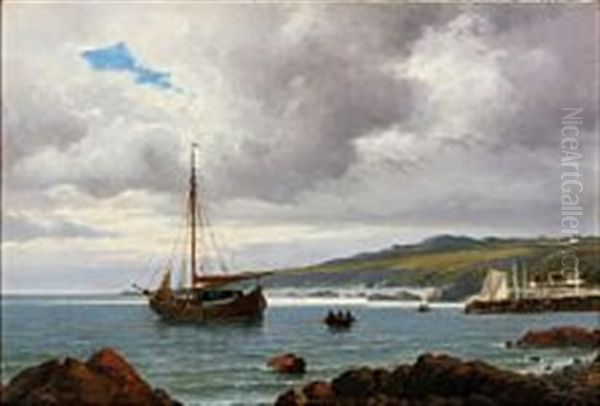 Coastal Scene With Ships Near The Harbour Entry - view 1