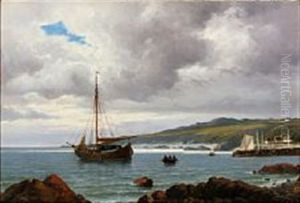 Coastal Scene With Ships Near The Harbour Entry Coastal Scene With Ships Near The Harbour Entry