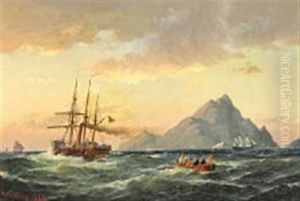 View From Gibraltar Towards North Africa by Carl Ludwig Bille