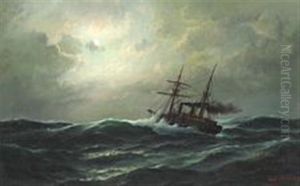 Evening At Sea, Moonlight by Carl Ludwig Bille