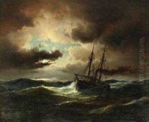 Ship In High Seas, Clearing In The Horizon by Carl Ludwig Bille
