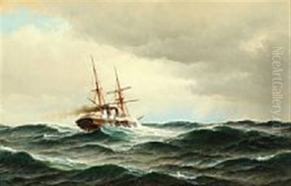 Seascape With Steamer On High Seas - view 1