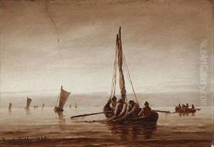 Seascape With Fishermen by Carl Ludwig Bille