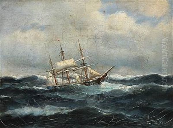 Seascape With A Sailing Ships In High Waves - view 1
