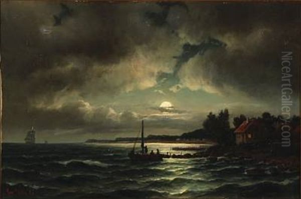 Coastal Scene In The Moonlight - view 1