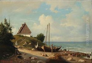 Coastal Scene From Hellebaek, Denmark by Carl Ludwig Bille