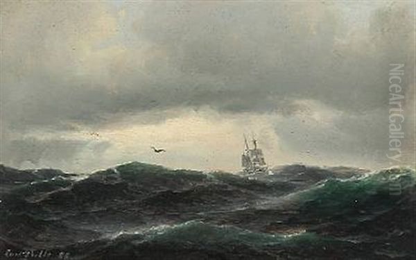 Seascape With High Waves And A Sailing Ship - view 1