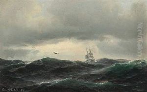 Seascape With High Waves And A Sailing Ship Seascape With High Waves And A Sailing Ship
