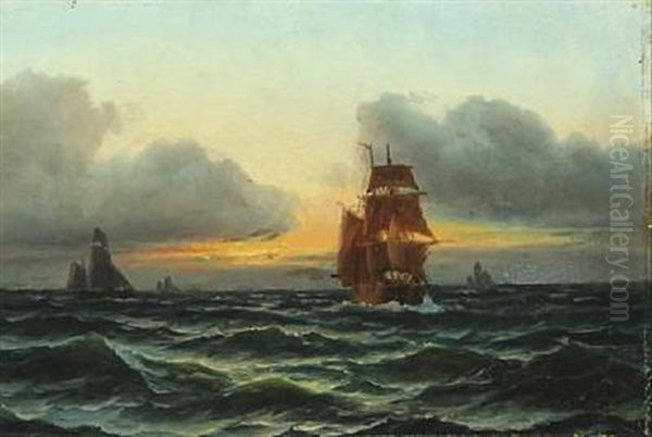 Seascape With Sailing Ship - view 1