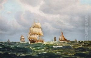 Segler Auf See by Carl Ludwig Bille