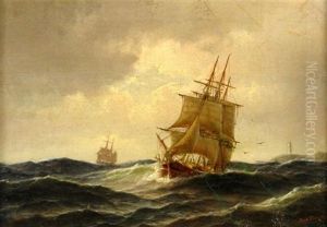 Frachtsegler Vor Der Kuste by Carl Ludwig Bille
