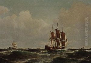 Sailing Vessels Offshore by Carl Ludwig Bille