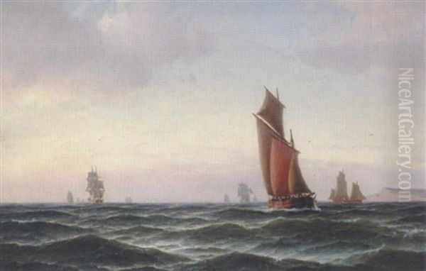 Sejlskibe Pa Havet I Morgenroden - view 1