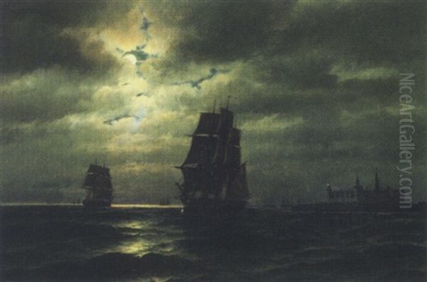 Sejlskibe I Maneskin Udfor Kronborg - view 1