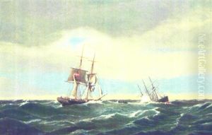 Redningsekspedition, Marine Med Sejlskibe I Hoj So by Carl Ludwig Bille