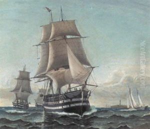 En Eskadre Sejlskibe by Carl Ludwig Bille