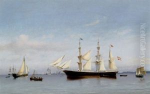 Portraet Af Barkskibet "ludvig Holm", Liggende For Anker Pa Kobenhavns Rhed