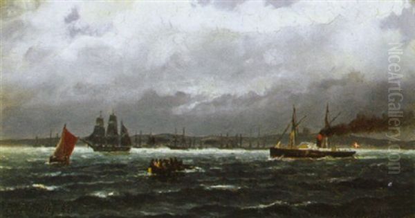Marine Med Talrige Skibe Pa Havet - view 1