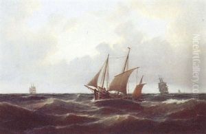 Marine, Sejlskibe Pa Havet by Carl Ludwig Bille