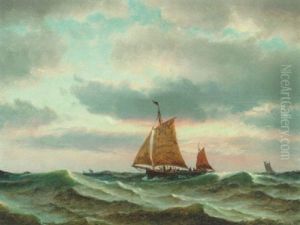 Fiskerbade I Nordsoen by Carl Ludwig Bille