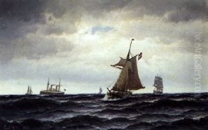 Marine Med Sejl- Og Dampskibe Pa Havet by Carl Ludwig Bille