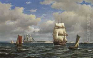 Marine Med Motor Og Sejlskibe Udfor Hveen En Sommerdag
