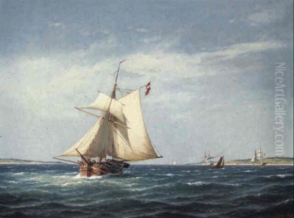 Marine Med Sejlskibe Ud For Kysten - view 1