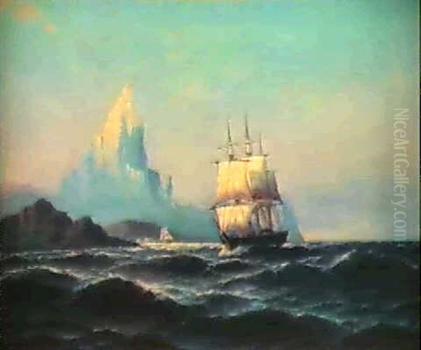 Merchant Shipping Off A Rocky Coast - view 1