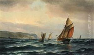 Seascape With Sailing Boats Along Coast by Vilhelm Bille